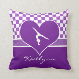 Almofada Ginástica Checkered roxa bonita com monograma