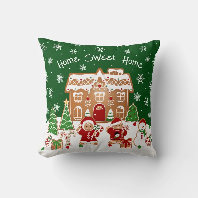 Almofada Gingerbread House Christmas Throw Pillow (Frente)