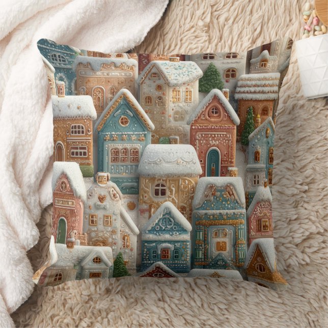 Almofada Gingerbread Snow Frosted Village (Cobertor)