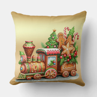 Almofada Gingerbread Train Holiday Throw Pillow