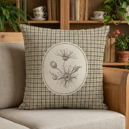 Almofada Gingham Botânico Floral Vintage