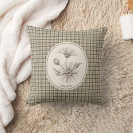 Almofada Gingham Botânico Floral Vintage