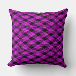 Almofada Gingham Check Purple and Black Travesseiro decorat