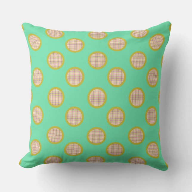 Almofada Gingham Dots, Travesseiro Verde ao ar livre (Frente)