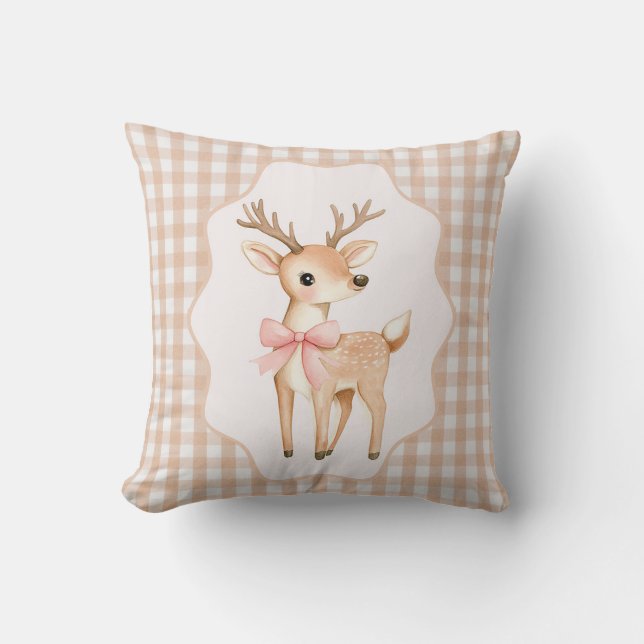 Almofada Gingham Fawn Holiday (Frente)