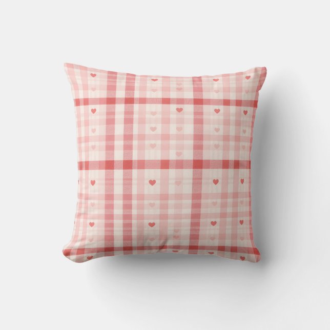 Almofada Gingham Hearts • Classic Sweet Valentine Seamless  (Frente)