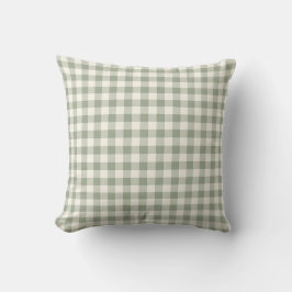 Almofada Gingham Pattern Cottagecore Checkered Beige Sage