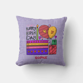 Almofada Gingham Purple & Red Birthday