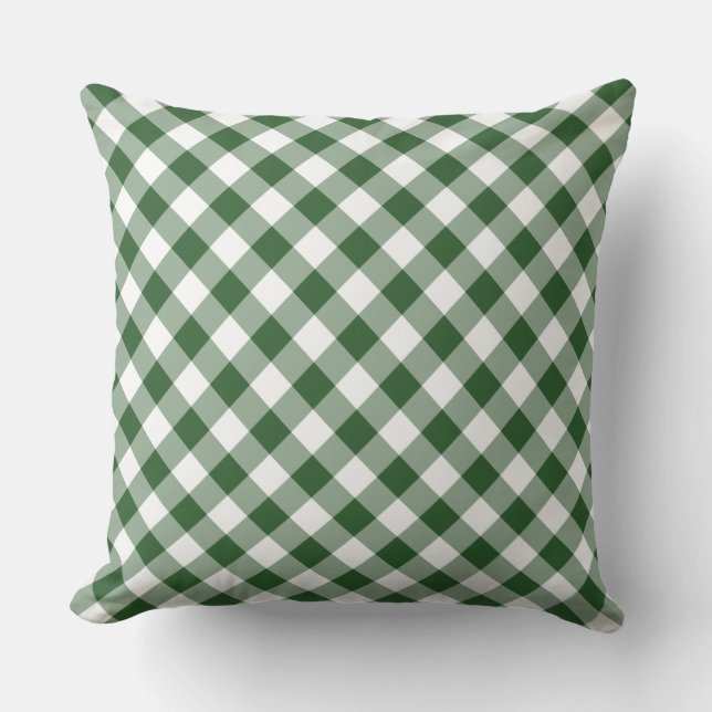 Almofada Gingham Verde e Branco Diagonal com Xadrez Verific (Frente)