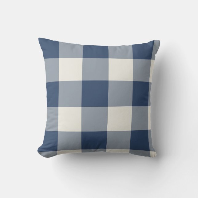 Almofada Gingham Xadrez Grande Azul Marinho (Frente)