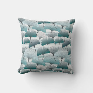 Almofada Gingko biloba - padrão de cores azuis sem descont