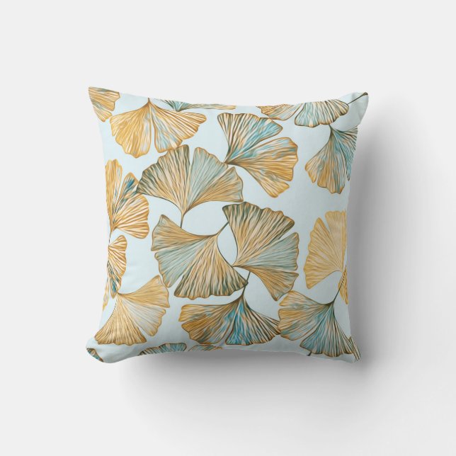 Almofada Gingko deixa aquarela padrão sem costura (Frente)