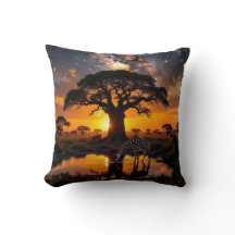 Girafa água bebendo no Sunset Cósmico Africano