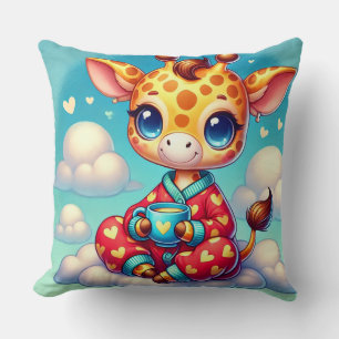 Almofada Girafa Bebê de Desenho Animado Fofo Relaxando na N