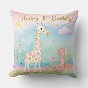 Almofada Girafa Caprichosa Primeiro Aniversário Maravilha