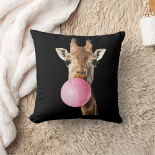 Almofada Girafa Chiclete Rosa Bolha Fofa Amante de Animais