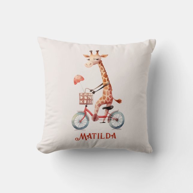 Almofada Girafa de Circo Fofa em uma bicicleta Infantil  (Frente)