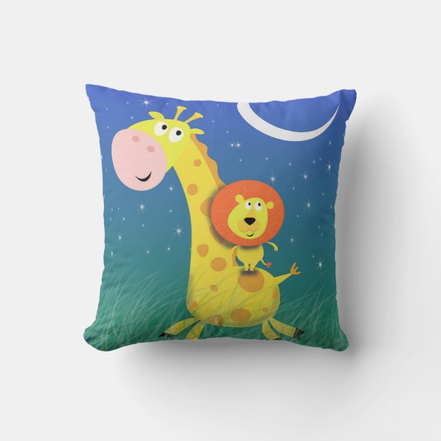 Almofada Girafa e Travesseiro de Leão para Crianças (Frente)