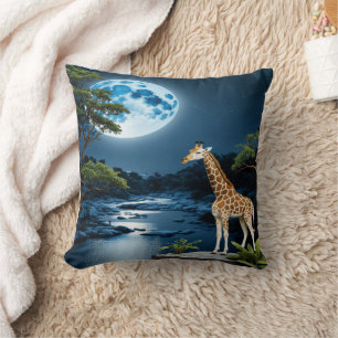 Almofada Girafa Por Moonlit River Sob Starlit Sky