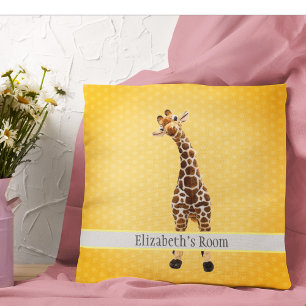 Almofada Girafa Safari Animal Jungle Name Yellow Kids
