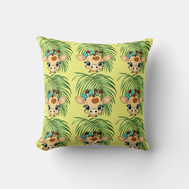 Almofada Giraffe in the Savanna Throw Pillow (Frente)