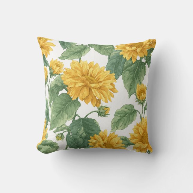 Almofada Girasol Floral Clássico Rústico & Elegante (Frente)