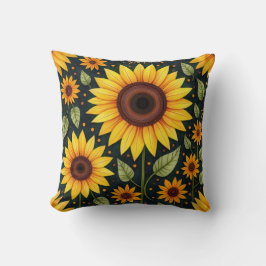 Almofada Girassóis Amarelos Em Preto