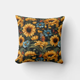 Almofada Girassóis Borboletas Flores Silvestres