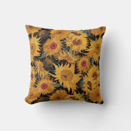 Almofada Girassóis de Vincent Van Gogh Preto Amarelo Azul-C