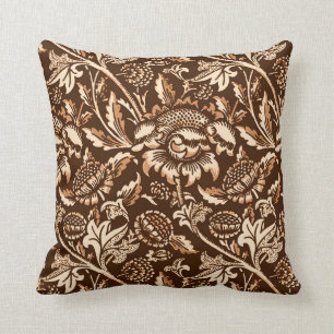 Almofada Girassóis de William Morris, castanho chocolate &