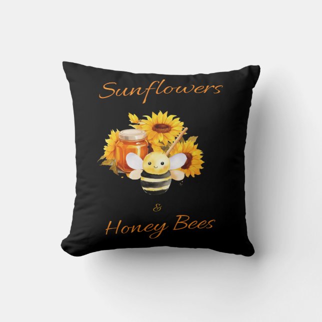 Almofada "Girassóis e Abelhas de mel" (Frente)