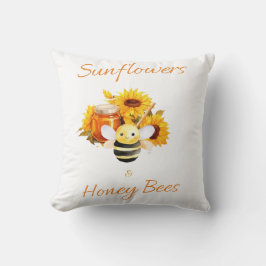 Almofada "Girassóis e abelhas do mel"