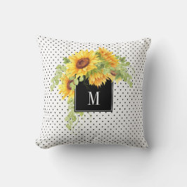 Almofada Girassóis e Padrão Pontilhado com o seu Monograma