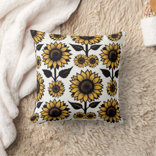 Almofada Girassóis Gráficos em Amarelo e Preto