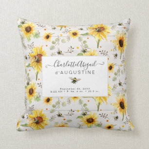 Almofada Girassol Abelha Rústica Madeira Amarela Aposta Beb