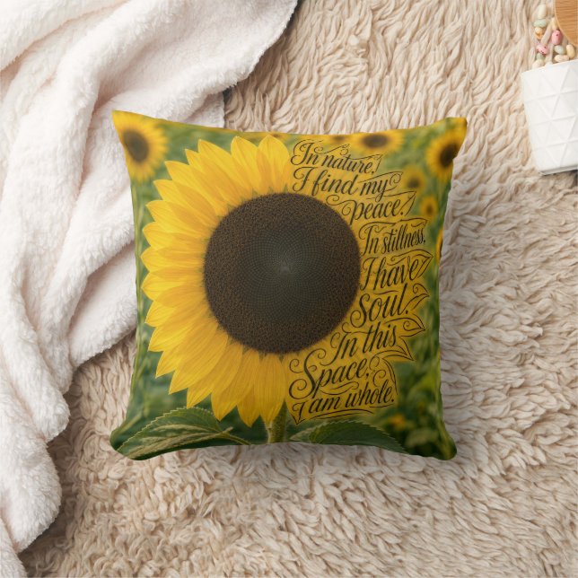 Almofada Girassol com Citação Inspiradora (Cobertor)