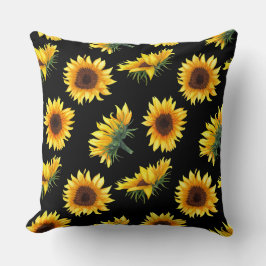 Almofada Girassol com fundo preto