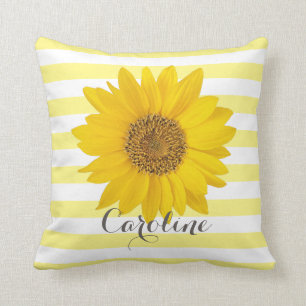 Almofada Girassol com Nome Personalizado Amarelo