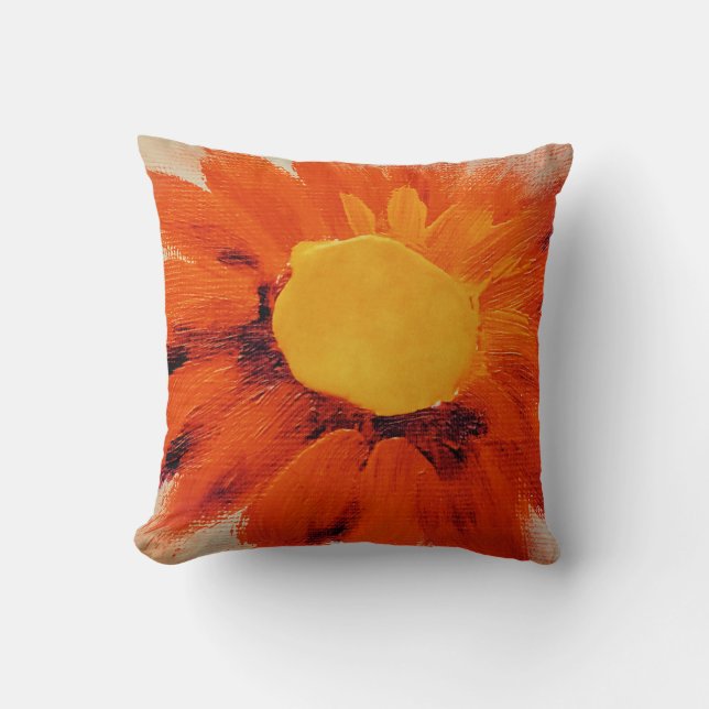Almofada Girassol de laranja vibrante (Frente)