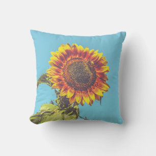 Almofada Girassol e abelha-de-banho Amarelo e Azul Algodão