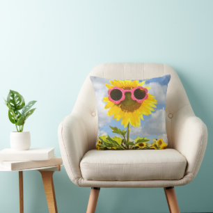 Almofada girassol nos óculos escuros