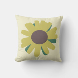 Almofada Girassol Simples Flor Amarela Marrom Verde