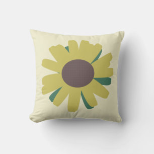 Almofada Girassol Simples Flor Amarela Marrom Verde