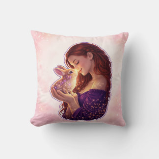 Almofada Girl and Bunny Love Throw Pillow