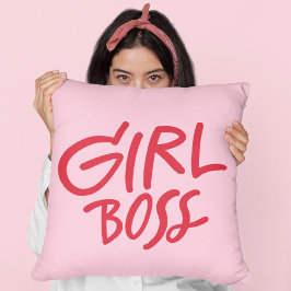 Almofada Girl Boss Bold Typography Red & Pink Feminine