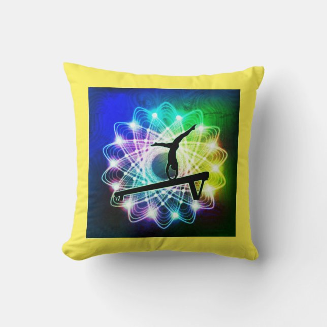 Almofada Girls Gymnastics Equilibra Beam Travesseiro de Nom (Frente)