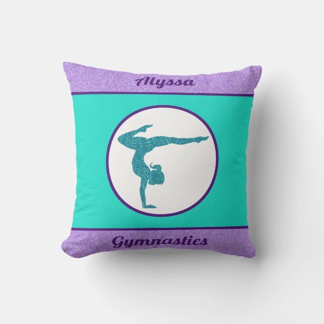 Almofada Girls Gymnastics Purple / Turquoise Travesseiro de (Frente)