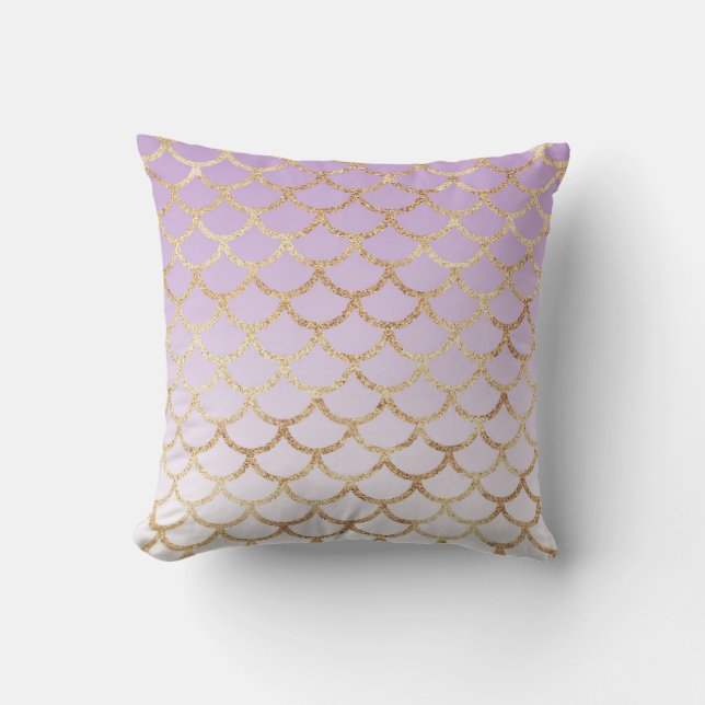 Almofada Girls Lilac Roxo, Glitter Dourado, Sereia (Frente)