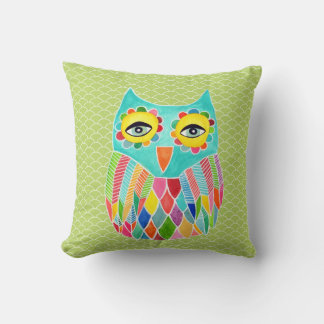 Almofada Girly Funky Modern Verde limão Coruja Cushion