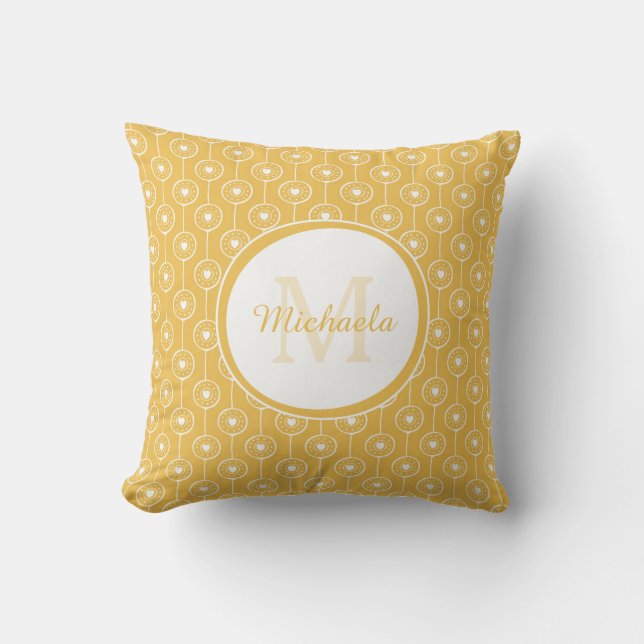 Almofada Girly Mimosa Yellow Monogramed Name (Frente)